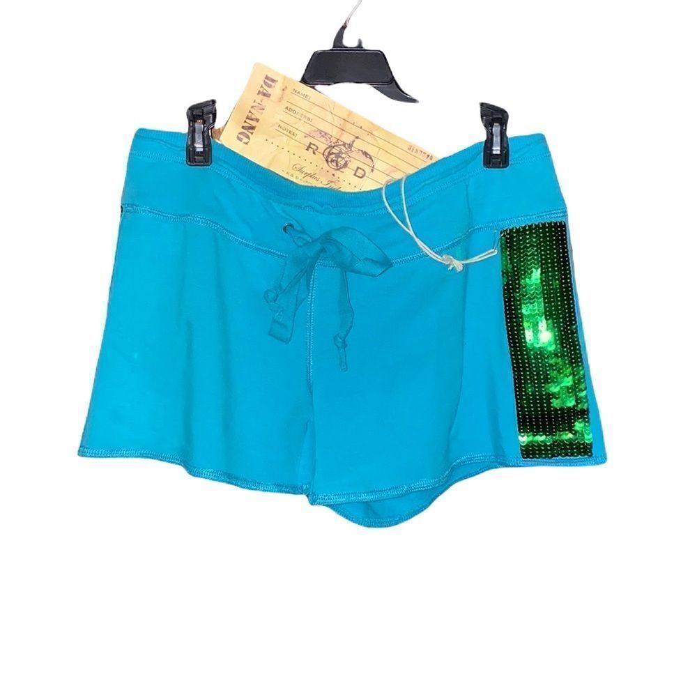 NWT Da-Nang Blue Cotton Sweat Shorts - Sequin detail XS